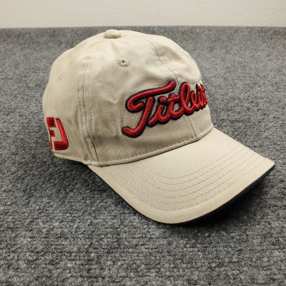 Titleist FootJoy FJ Pro V1 Hat Cap Jr Youth Strap Back Golf Spellout Script Tan - Picture 11 of 11